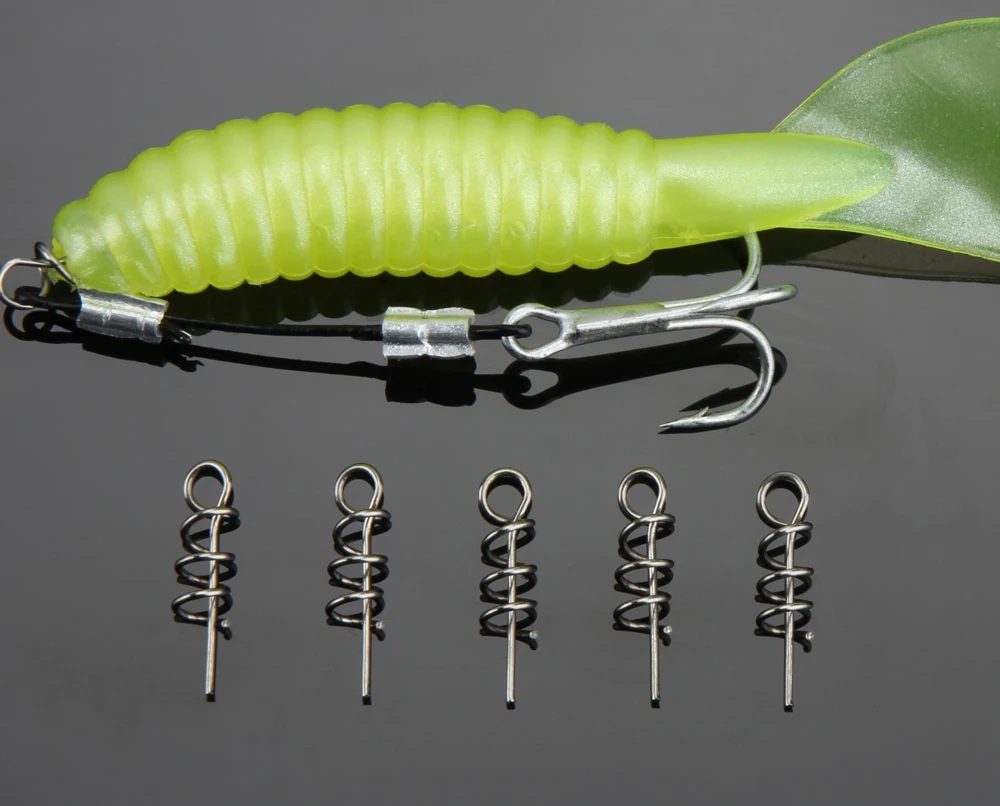 RoseWood 14mm Fixed Soft Bait Connector Spring Lock Pin Crank Hook Pins Latch Fishing Accessories Pesca 50pcsLot  (9)