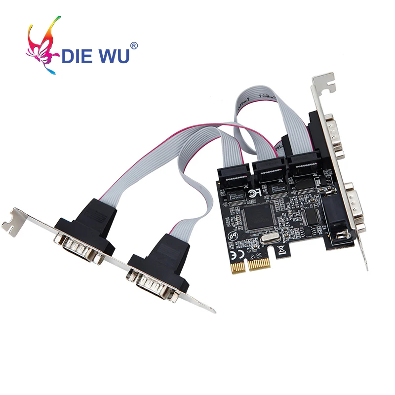 

DIEWU PCI express Add on card 4 ports Serial riser card Multi RS232 DB9 COM port PCIe I/O expansion card TXB071