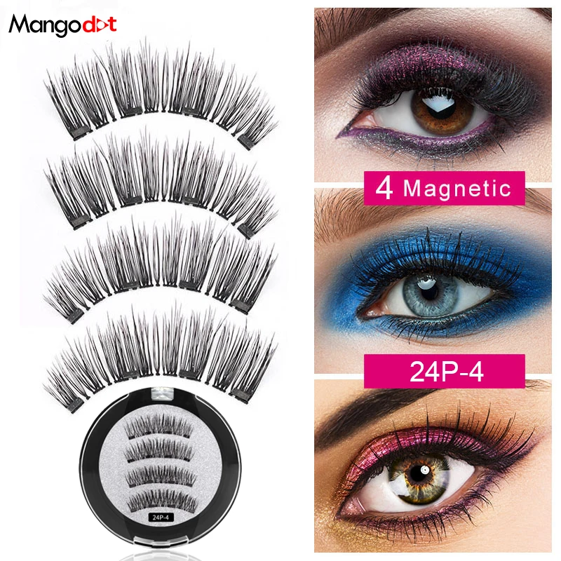 

Mangodot Magnetic eyelashes with 4 magnets handmade 3D magnetic lashes natural false eyelash magnet lash with gift box 24P-4