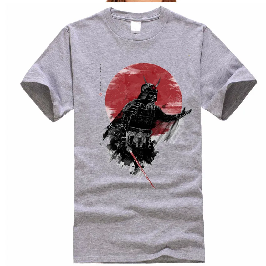 

Cool T shirt Men 2018 New Japanese Black Samurai Print Short Sleeve T-shirt Male Summer Style Casual Cotton Tshirt Men Clothes