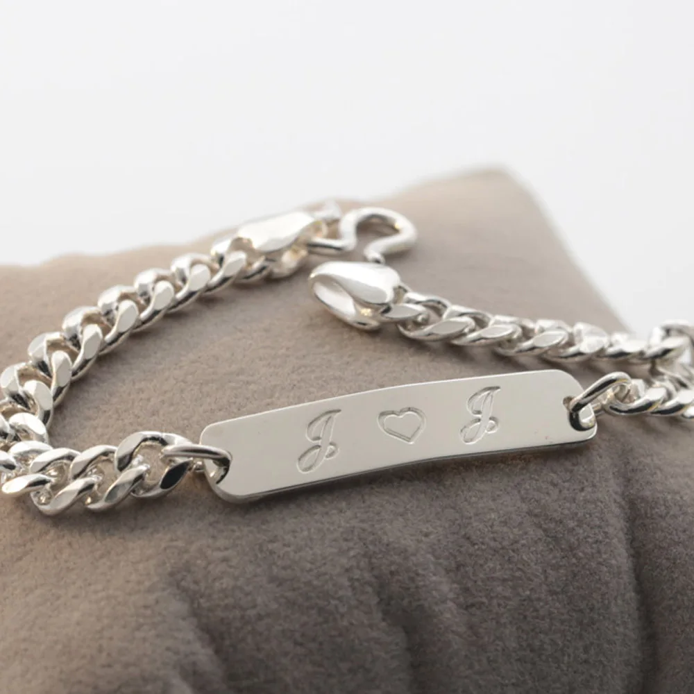 925 Solid Personalized Bar Bracelet,Engraved Men Bracelet ,Customized ...