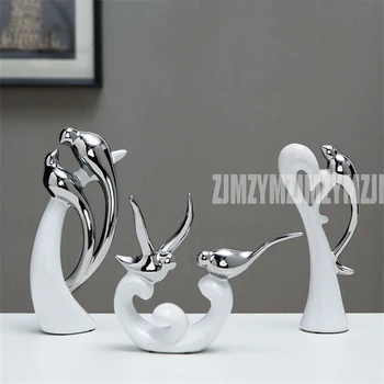 

3pcs/set Creative Europe Style Love Birds Ceramic Decoration Crafts Figurines Miniatures Home Decoration Wedding Gift Ornament