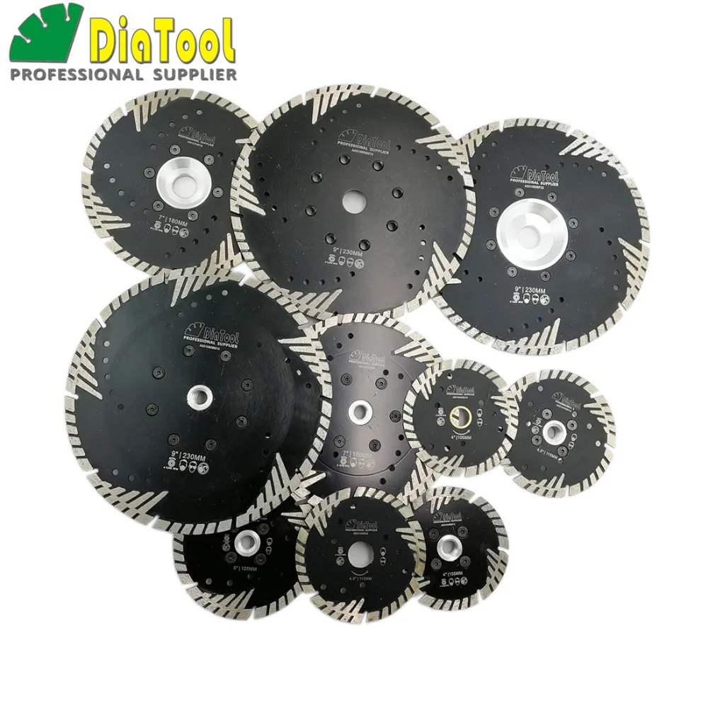 DIATOOL Hot pressed Diamond turbo Blade with Slant Triangle teeth Diamond cutting disc for Multi puprose Grinding wheel