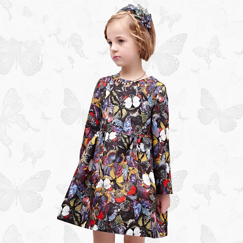 WL. MONSOON/платье для девочек ручной работы со стрекозой; коллекция года; Брендовое платье принцессы с длинными рукавами; Robe fille; одежда; Детские платья; 42