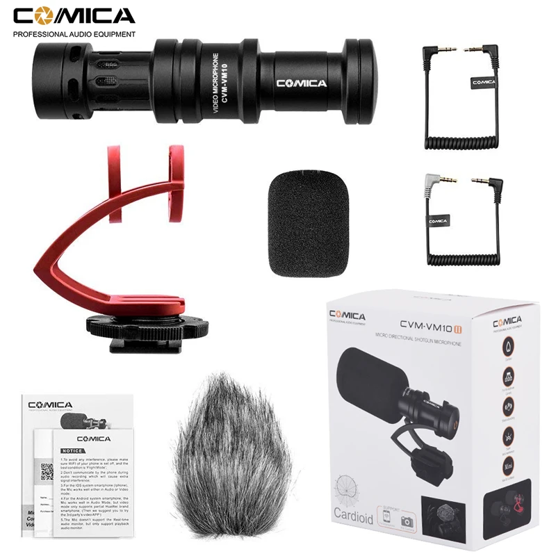 

Comica CVM-VM10II Video Recording Mic On Camera / Phone Microphone for Canon Nikon Sony DSLR Camcorder for iPhone Samsung S9 S10