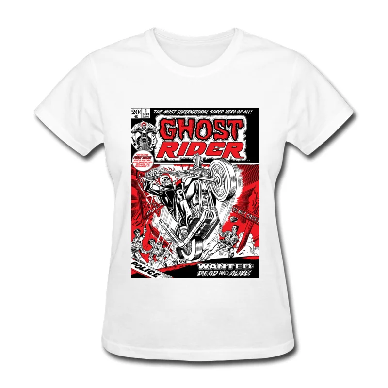 Ghost Rider Comic Man Prevalent Summer T Shirt O-Neck Lovers Day Pure Cotton T-Shirt Custom Short Sleeve T Shirt Ghost Rider Comic white