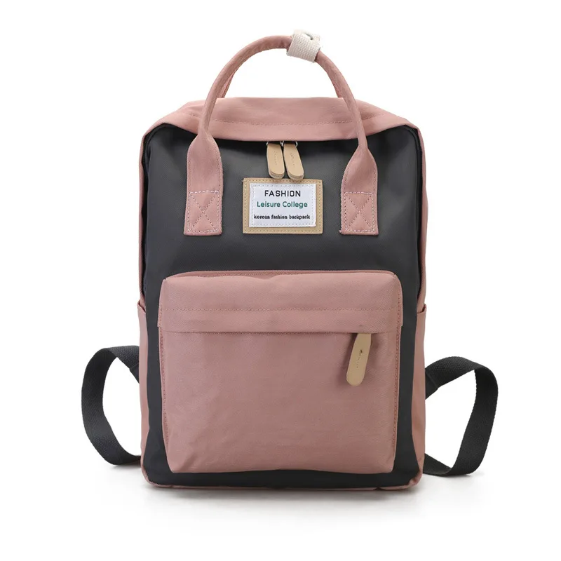 

Bacisco Canvas Backpack Women Large Capacity Student Backpack Bags for Teenagers Handle Pink Backpacks Waterproof Mochila