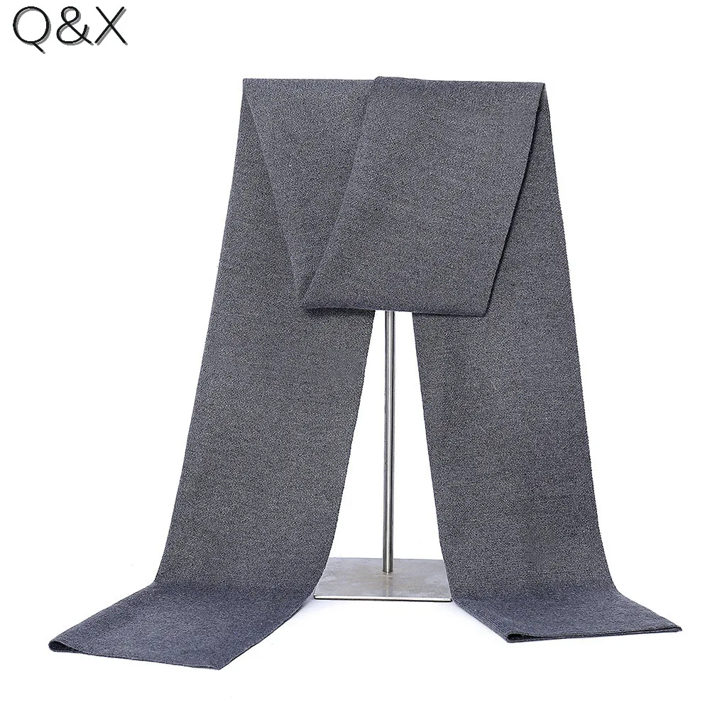 

SC109 2018 Warm Winter Designer Fashion Solid Red Men Thick Shawl Long Black Grey Male Ring Knitted Business Scarf