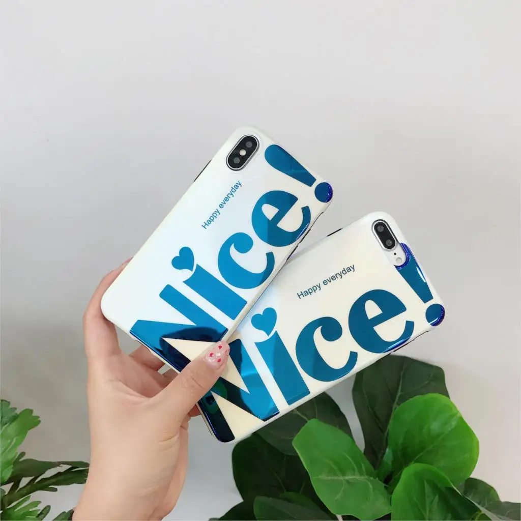 

Blue light IMD Funda for iphone X Case Happy Everyday Nice Phone Case for iphone 6 6S 7 8 Plus 10 X XR XS Max Cover Luxury Capa