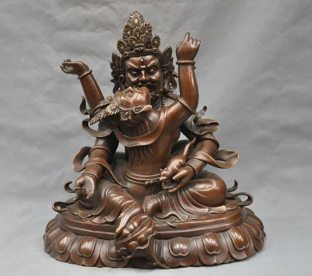 

SD 18''Tibet Buddhism Tantra Mandkesvara Buddha Red Jambhala Bronze Statue