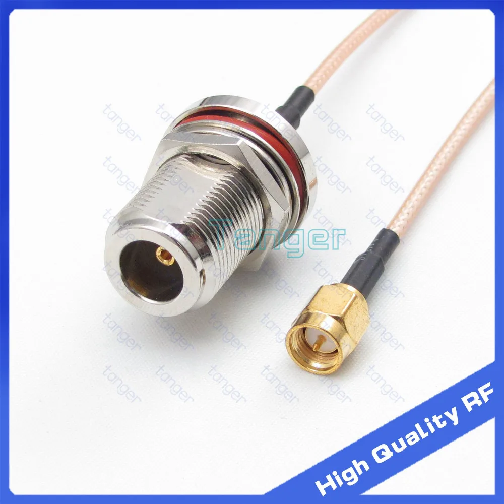 

6inch N female bulkhead nut to SMA male plug with RG-316 RF Coaxial Pigtail Jumper cable 6" 15cm Tanger High Quality RF cables