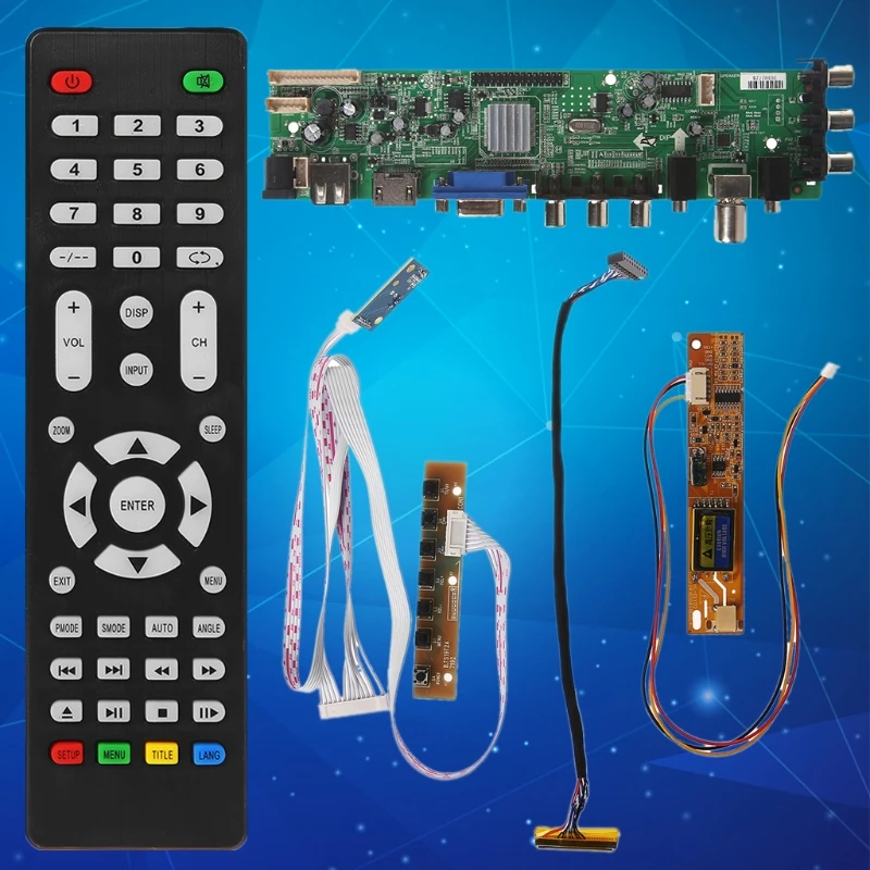 V56 V59 Универсальный ЖК драйвер платы DVB T2 ТВ доска + 7 ключ переключатель IR 1 лампа