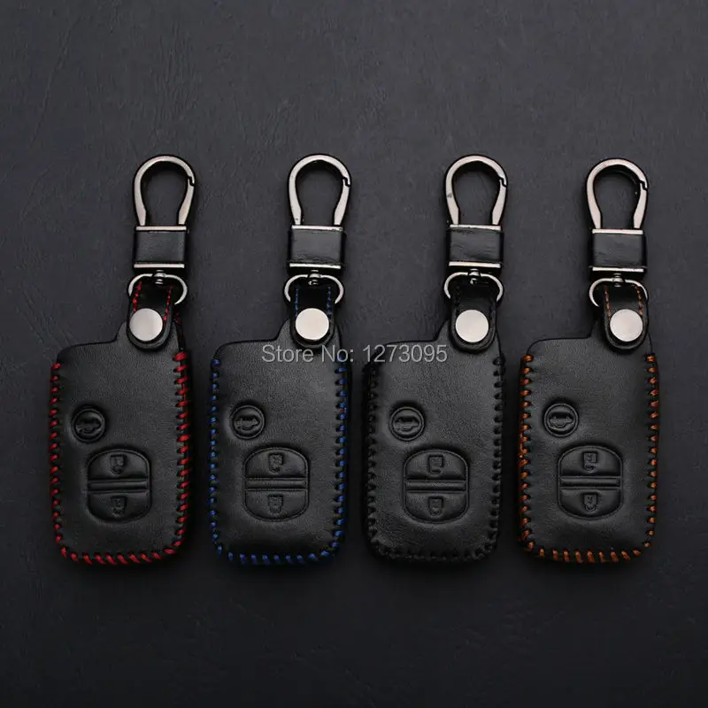 

Hand-stitched Leather Car Key Cover for Toyota Camry Highlander Prado Crown Land Cruiser Prius vitz Hand Sewing Case Bag Wallets