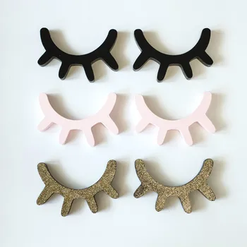 

2pcs/set Unicorn Party Cute Wooden 3D Eyelash Wall Sticker Birthday Party Decorations Kids Baby Shower Decorations for Home
