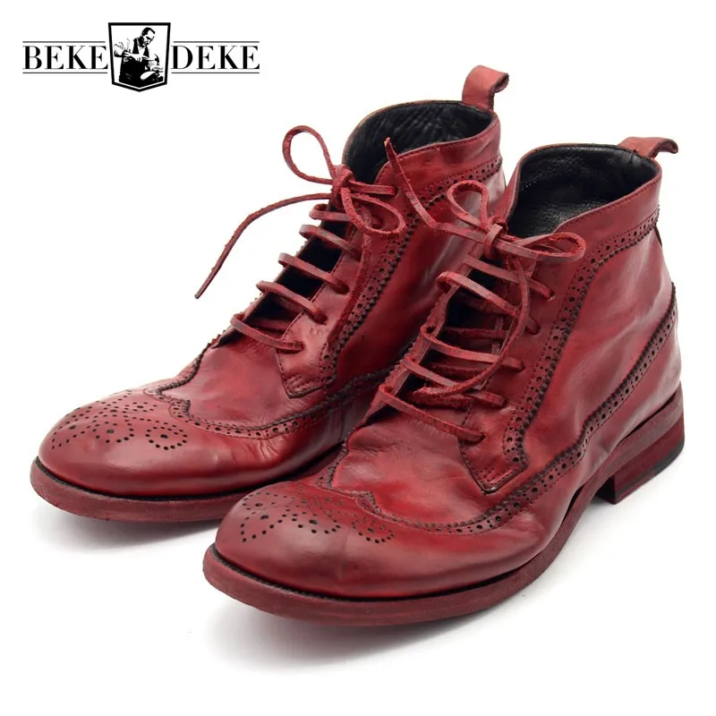 Mens red leather boots Clearance