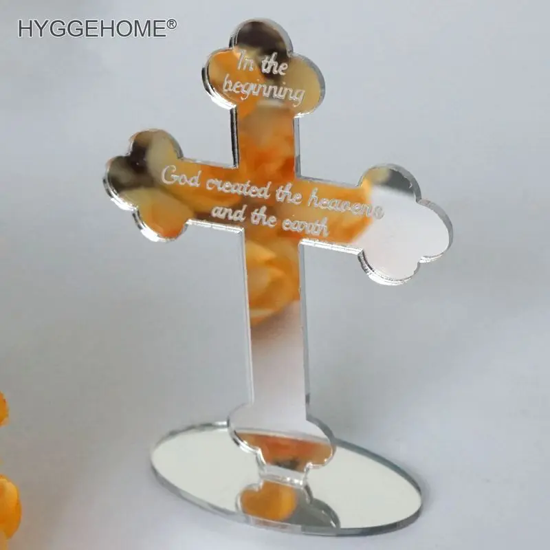 

10pcs 18cm High Mirror Cross Prayer for Personalized Table God Bless of The Lord's Prayer Christening & Baptism House Moving