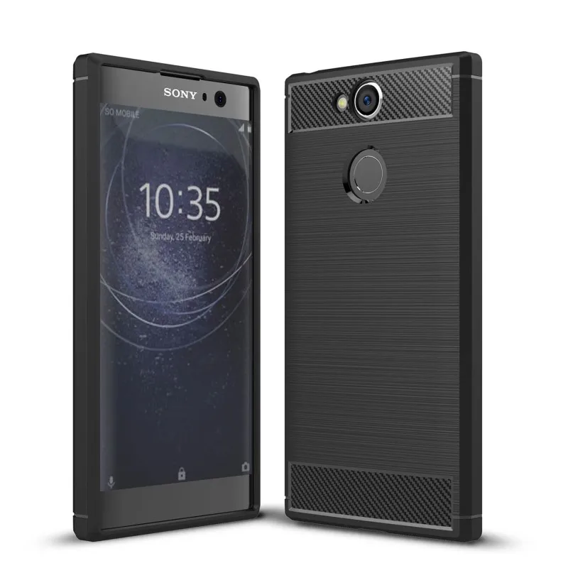 Чехол для Sony Xperia XA1 XA2 противоударный мягкий ТПУ чехол из углеродного волокна с
