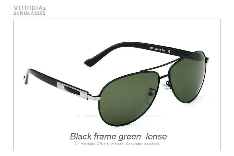 VEITHDIA, поляризационные Брендовые мужские солнцезащитные очки, модные солнцезащитные очки, аксессуары для мужчин, oculos de sol masculino 3250 - Цвет линз: Черный