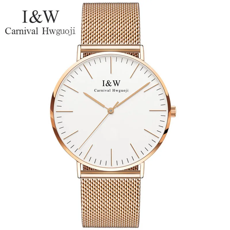 Koop Carnaval Mode Eenvoudige Ultra dunne Quartz Horloges Vrouwen Goud Roestvrij Staal Waterdichte Meisjes Armband Dameshorloge reloj mujer