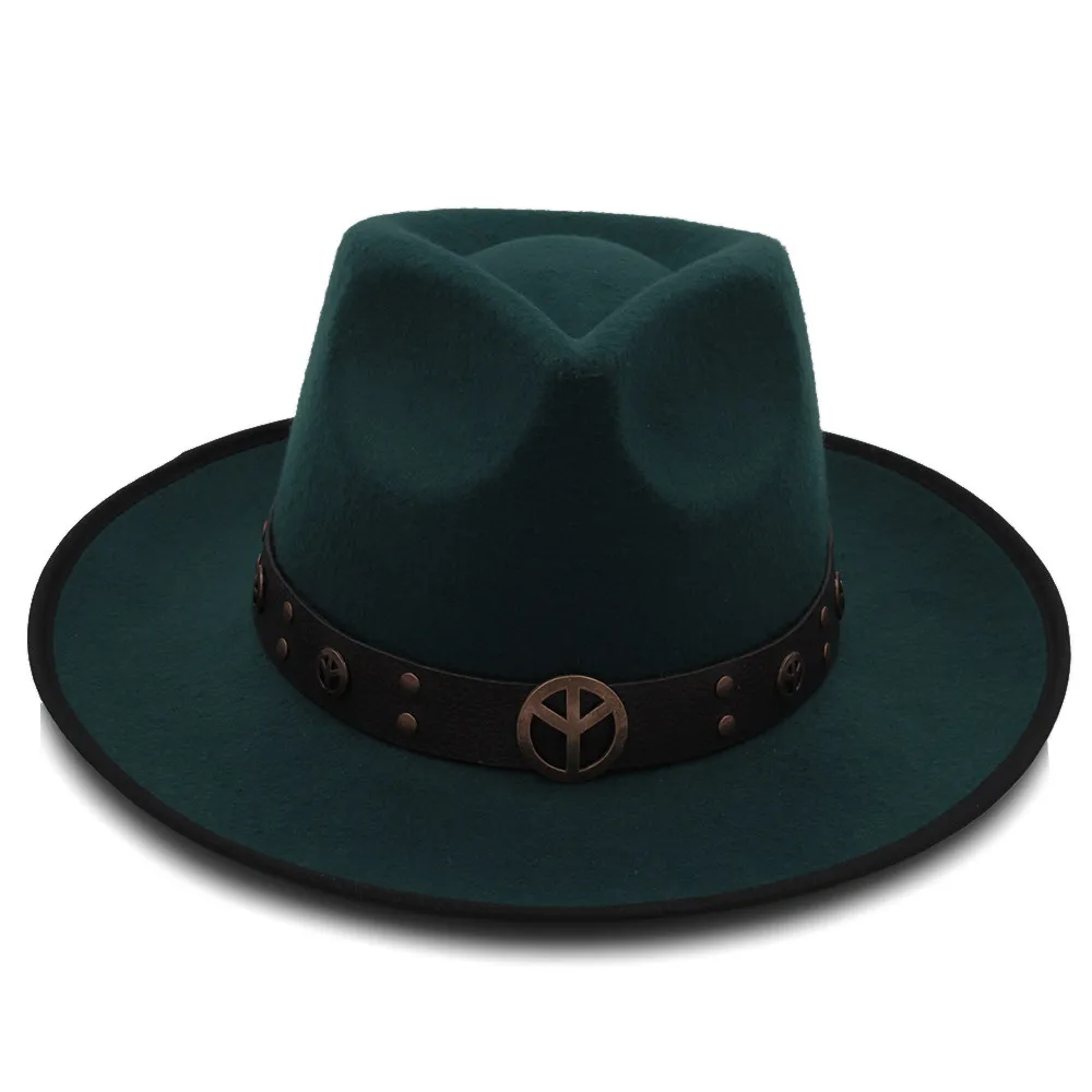 Модная женская мужская фетровая Вуалетка Fedora Шляпа с широким джазования с полями шляпа джентльмен Панама Sombrero шляпа Панк Пояс размер 58 см