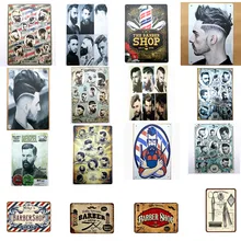 Парикмахерская Декор Потертый Шик Металлические знаки Ретро бритья и стрижка олова плакат ретро металлическая картина стены стикеры 30X20 см