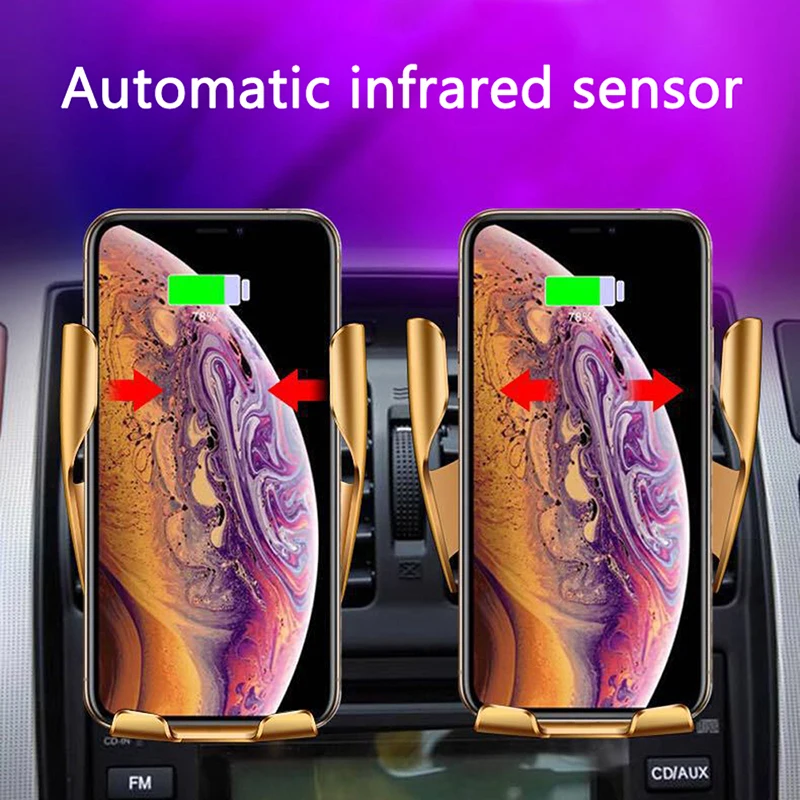 Продажа 10 Вт Qi автомобильное беспроводное зарядное устройство для iPhone X XS Max Автоматическая быстрая зарядка Автомобильный держатель для телефона кр...