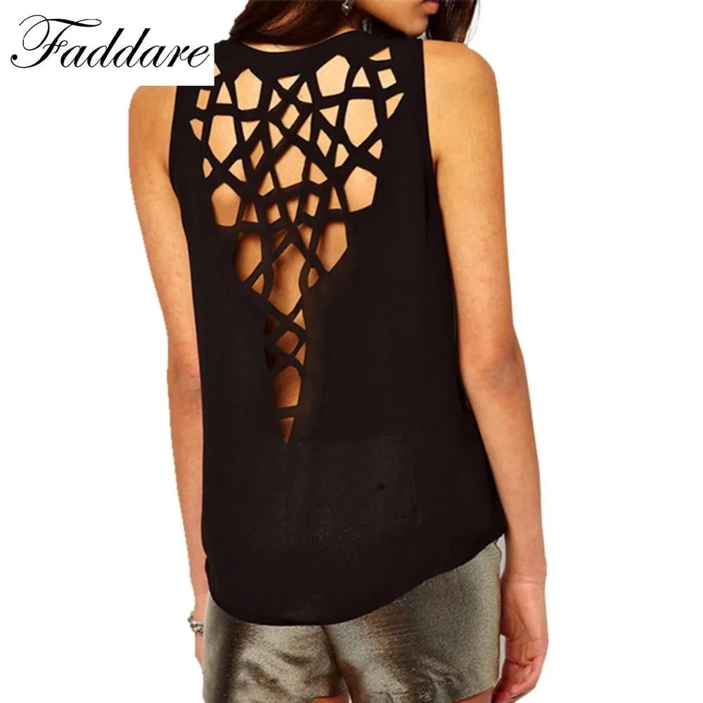 

2018 Hot Summer Fashion Women Tops Tee Sexy Back Hollow out Shirt O-Neck Sleeveless Casual T-Shirt Top Vest Plus Size M-XXXL