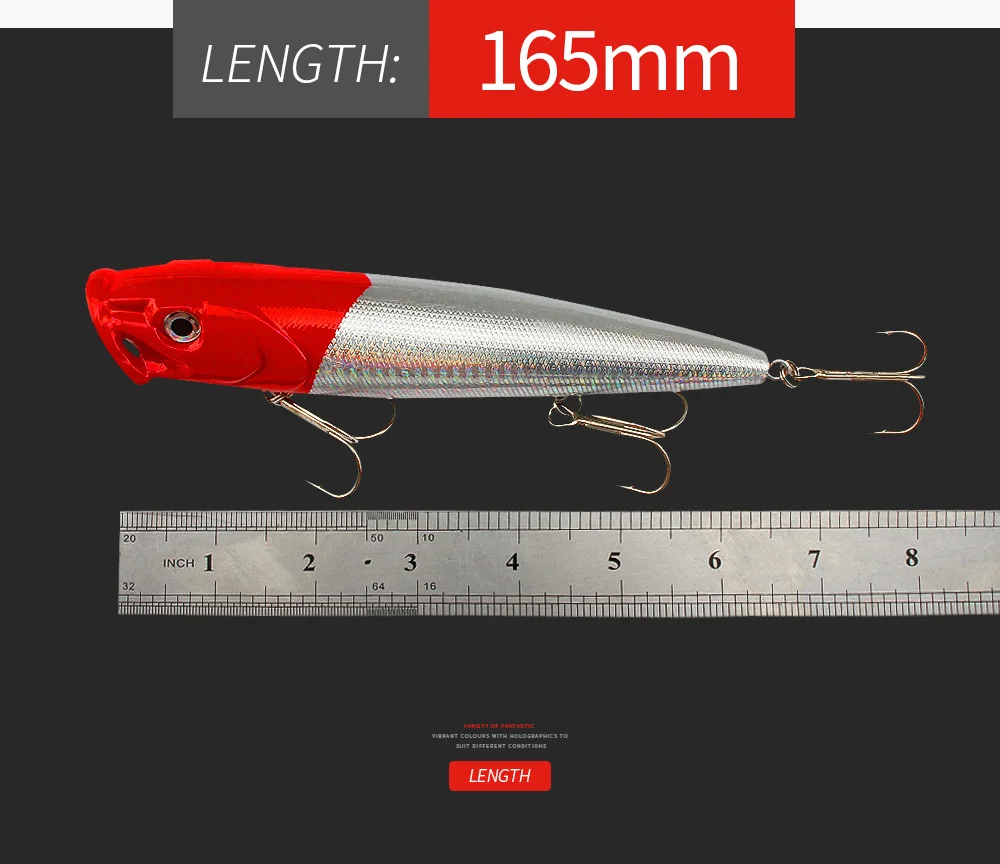 RoseWood 1pc 3d Big Eyes Popper Fishing Lure 165mm 65g Artificial Bait Hard Topwater Big Popper  (7)