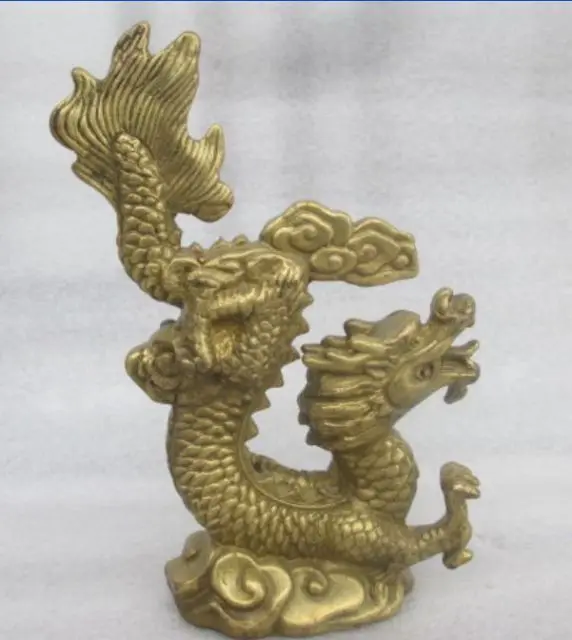 

4.72 inch / China's rare manual hammer brass dragon statue