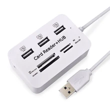 Micro Leitor de Cartão Combo Hub USB 2.0 3 Portas de Alta Velocidade Multi Divisor USB Tudo Em Um para PC Notebook Acessórios de Computador Hubs