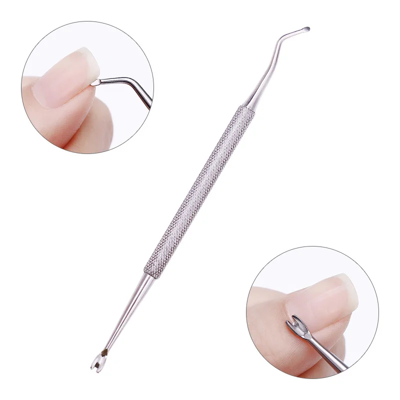 

1Pc Dual-ended Metal Dead Skin Trimmer Fork Spoon Cuticle Pusher Remover Nail Groove Corrector Manicure Pedicure Nail Art Tool