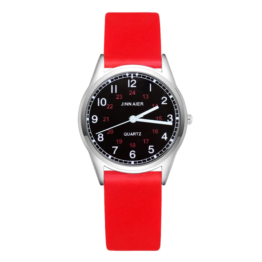 Мультфильм арабскими цифрами стиль детские часы Для женщин студенты девушки парни кварцевые мягкий силиконовый ремень наручные часы JC113 - Цвет: Red black