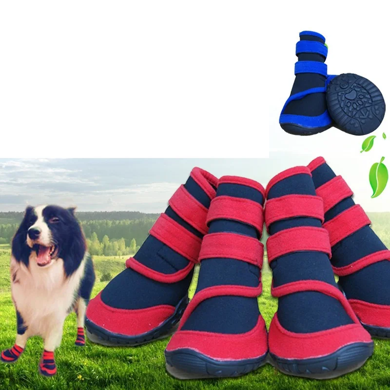 

Dog Shoes Fashion Pet shoes Waterproof cloth big Dog Boots 4pcs/set 5 sizes Red Blue WLYANG