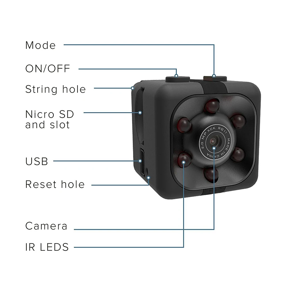 SQ11 Pro мини-камера 1080P с сенсором, портативная видеокамера для безопасности, маленькая камера, скрытая камера espia с поддержкой скрытой TFcard