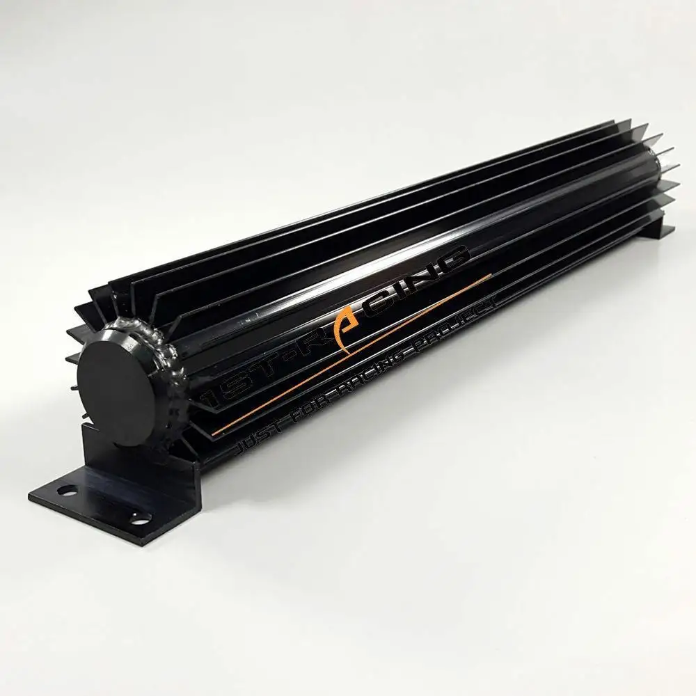 Universal 18/" Satin Aluminum 2 Dual Pass Transmission Cooler W//Fittings 1//4/" NPT