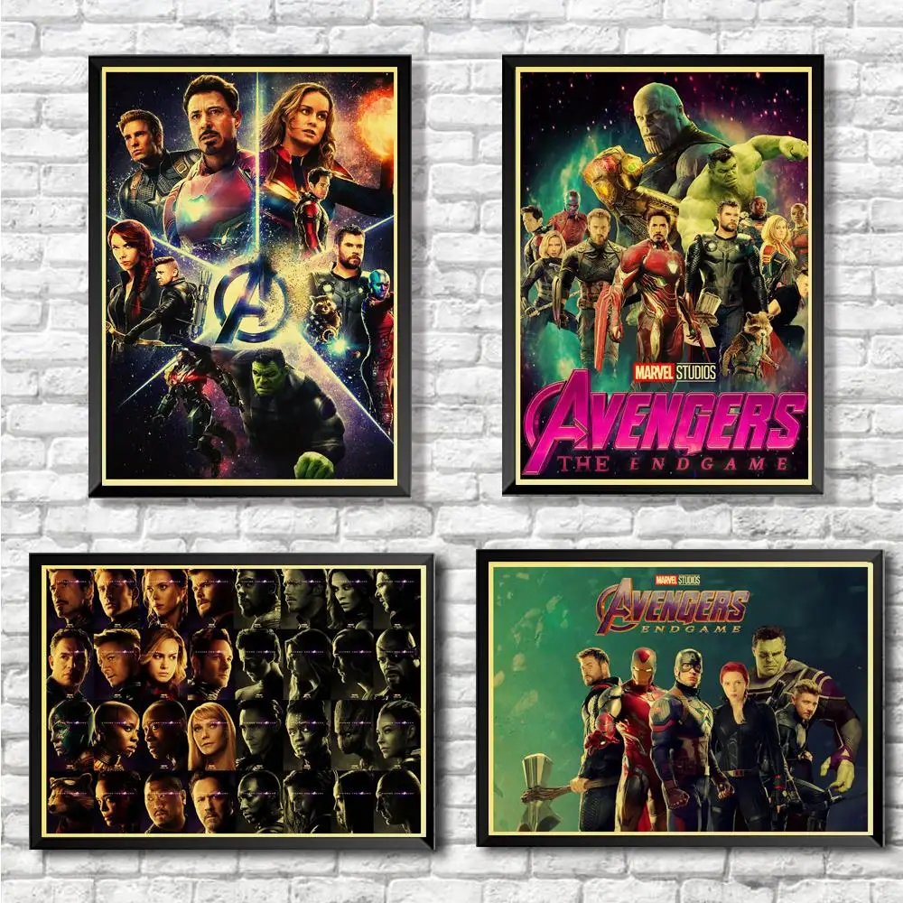 

Vintage Movie Marvel Avengers Endgame 4 Poster Wall Stickers Poster Prints High Quality For Bar And Home Decor