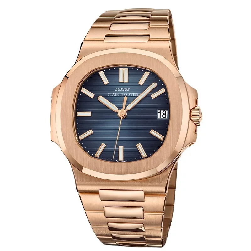 Новые брендовые роскошные часы мужские полностью стальные синие мужские модные бизнес часы Patek наручные часы для мужчин светящиеся руки Топ Роскошные мужские s - Цвет: color 6