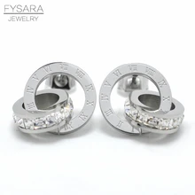 FYSARA/женские серьги с двумя круглыми цифрами в римском стиле, роскошные брендовые очаровательные квадратные серьги-гвоздики с кристаллами CZ, ювелирные изделия