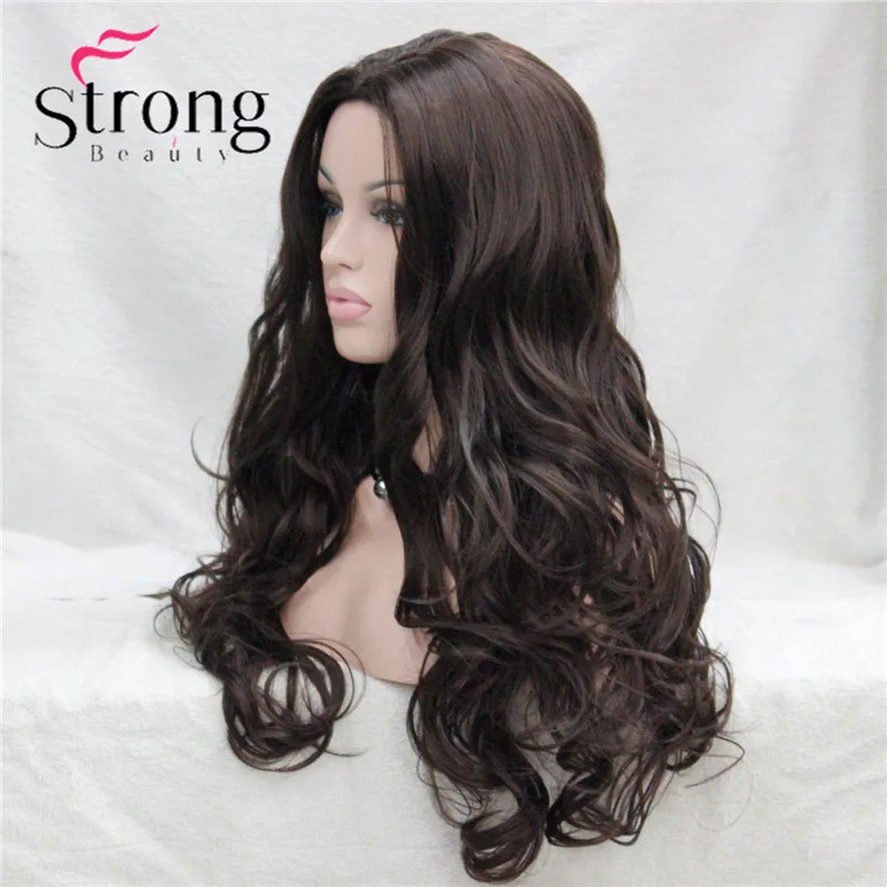 StrongBeauty 2" длинные волнистые блондинистые центр часть кожи без челки полные парики из искусственных волос