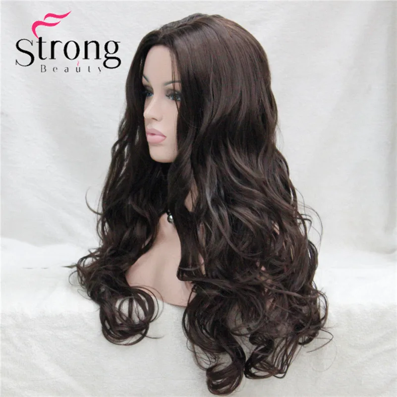 E-233 #6 new fashion sexy no bangs skin top 26 white blonde long wavy synthetic full wig (2)