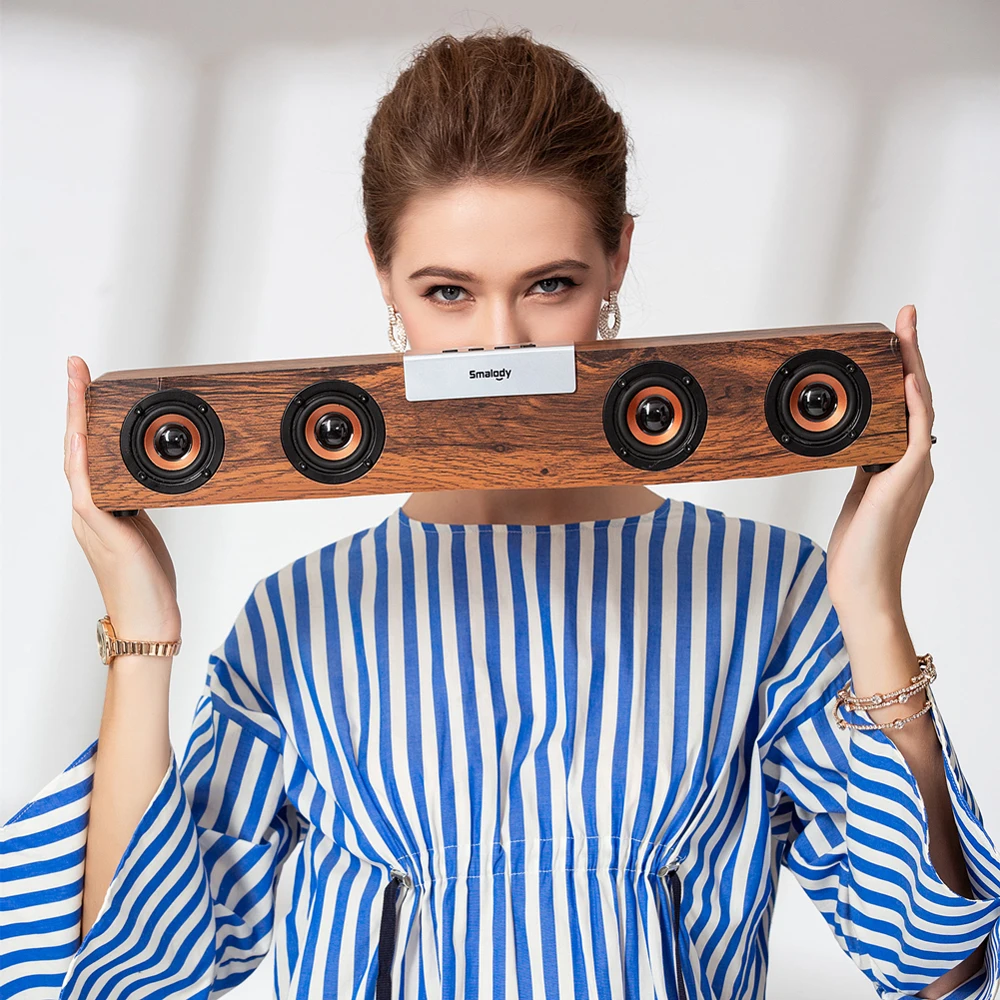 

52mm Big Bass Outdoor Bluetooth Speaker Wireless Wooden Portable Subwoofer Bookshelf Music Speakers Radio FM Mp3 player Hot Sale
