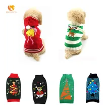 Рождественский свитер для собаки, для питомца, для собак, вязаная одежда, рождественская елка, зимние костюмы с колокольчиками, маленькие костюмы для йоркширских терьеров и чихуа-Хуа, одежда для кошек, DOGGYZSTYLE