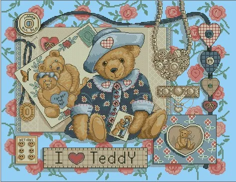 Популярный Высококачественный Набор для вышивки крестом I love teddy bear DIM C1209, детская комната вышивка крестиком