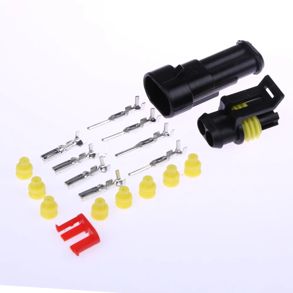 5 Sets Automotive Connectors Terminals Electrical Wire 2 Pin Waterproof