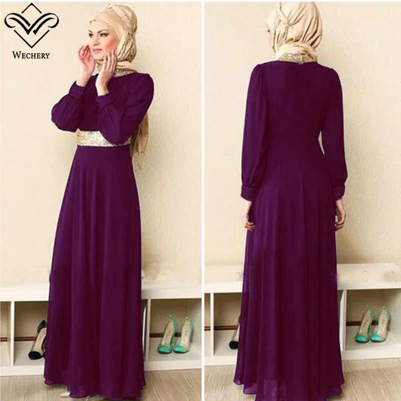 Wechery High Waist Hijab Dress Muslim Women Slim Waist Long...