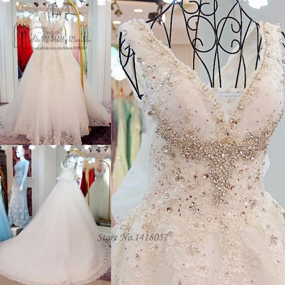 Vestido De Noiva princesa Luxo Abito да sposa Стразы Свадебные платья Кружево бисером Свадебные платья суд поезд невесты платье