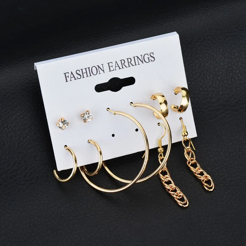

2019 New Earrings Ear Ring Set Combination Of 5 Sets Brinco Steampunk Ear Orecchini Donna Pendientes Aretes Jewelry A25#