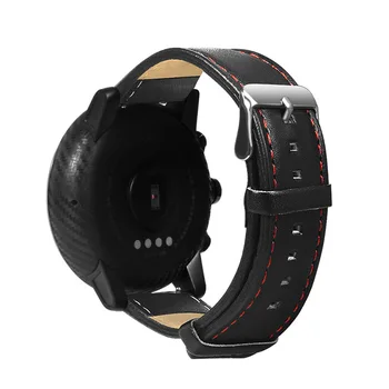 

Watch Band Strap Single Layer Genuine Leather Replacement Wristband for Huami Amazfit 2/2S -Drop