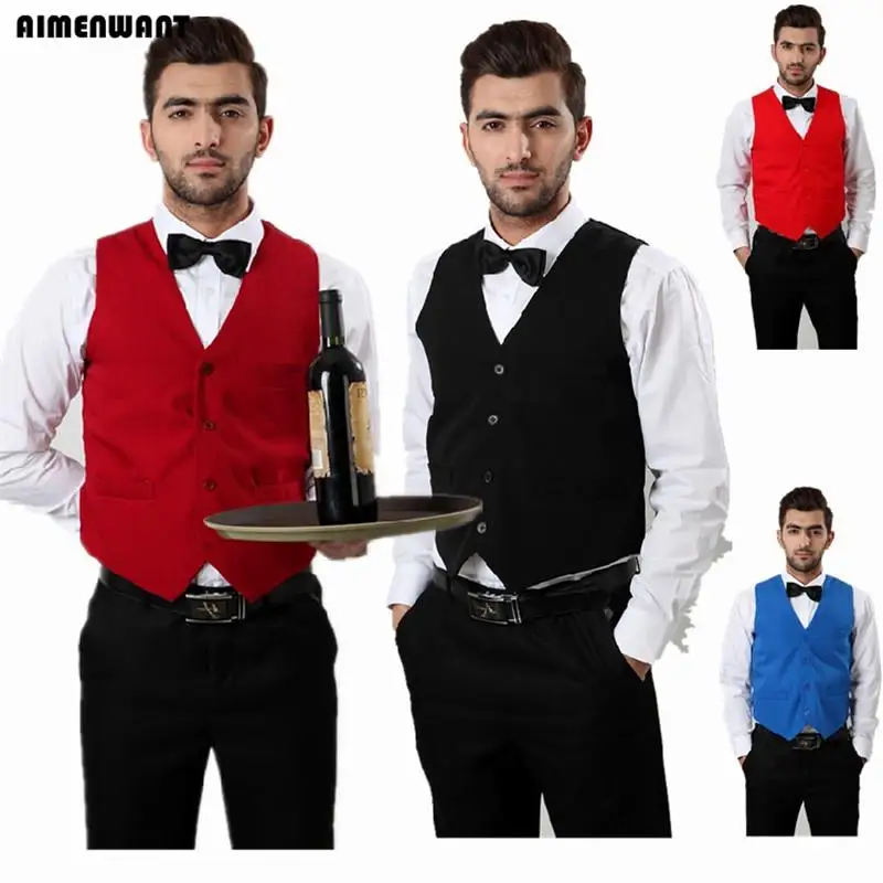 AIMENWANT Ktv vest work wear high quality solid chef uniforms hotel
