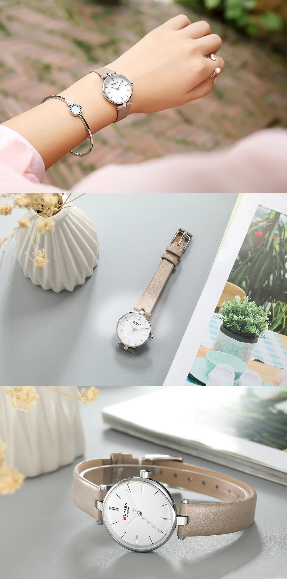Лидирующий бренд CURREN женские часы Роскошные Кварцевые Наручные повседневные часы кожаный ремешок Световой Указатели для женщин часы Reloj